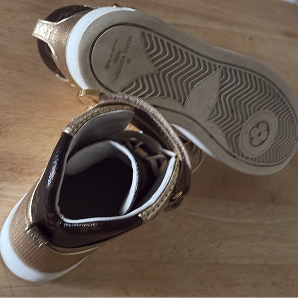 Louis Vuitton Metallic Gold and Dark Brown Sneakers
